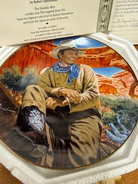 John Wayne - The Franklin Mint - Collectors Plate - 24k Gold - Robert Tanenbaum